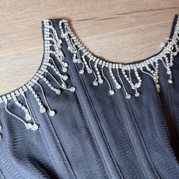 Black Rhinestone Corset Top – Sparkling Crystal Bustier, Adjustable Fit - Picture 2 of 2
